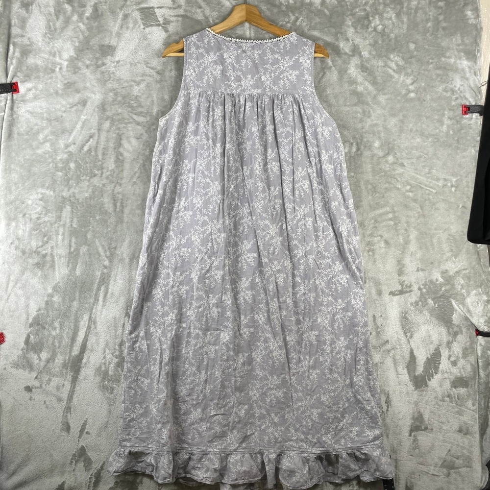 Eileen West Nightgown Womens M Purple Floral Lace Trim Sleeveless Cotton - Picture 2 of 12